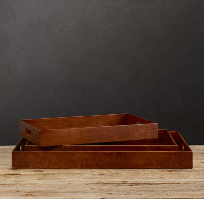 Artisan Leather Trays Rectangle Chestnut