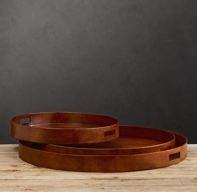 Artisan Leather Trays Round Chestnut