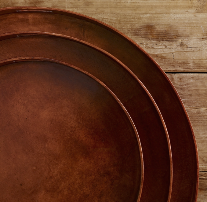 Artisan Leather Trays Round Chestnut