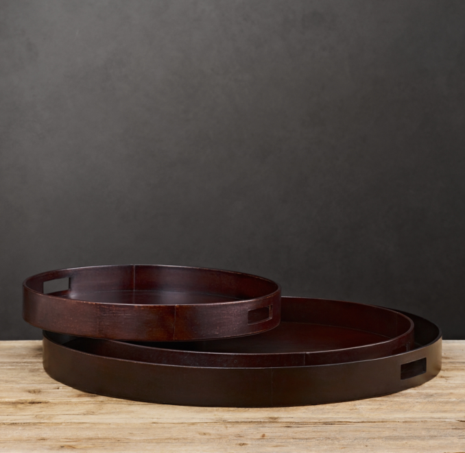 Artisan Leather Trays Round Chocolate