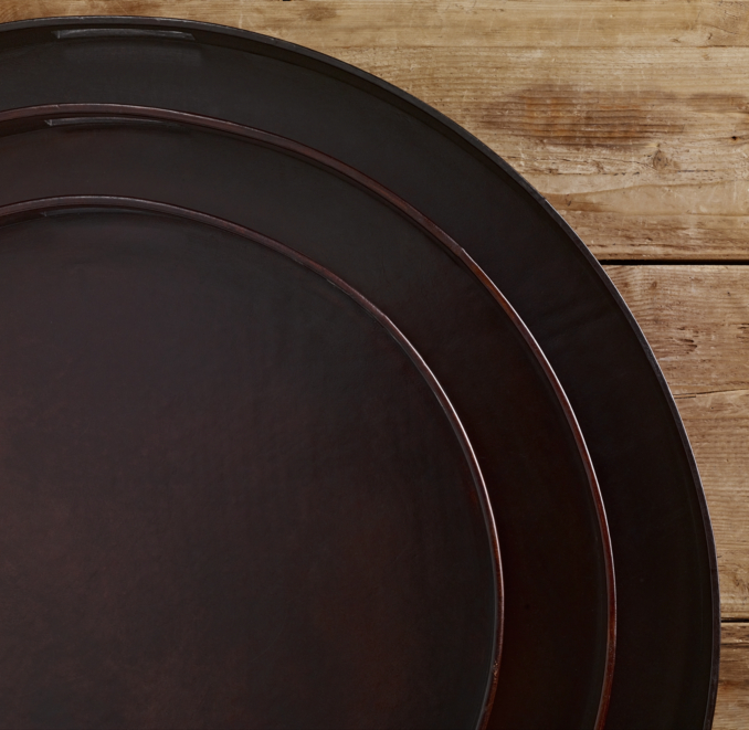 Artisan Leather Trays Round Chocolate