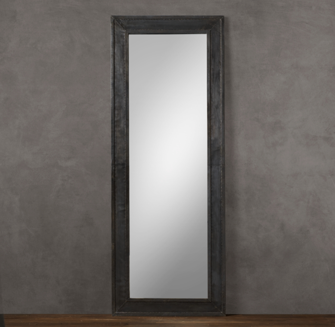 Banded Zinc Leaner Mirror