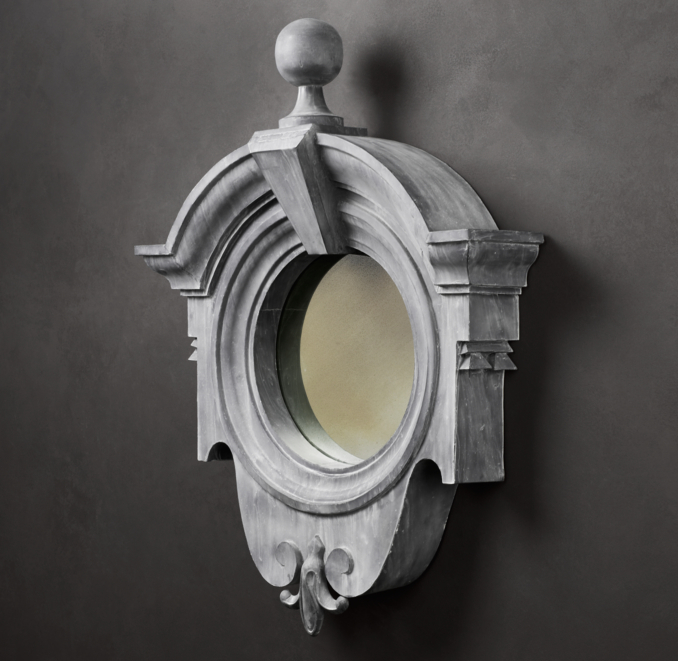 European Zinc Dormer Mirror Fleur-de-Lis