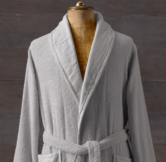 LinenBordered Turkish Cotton Robe
