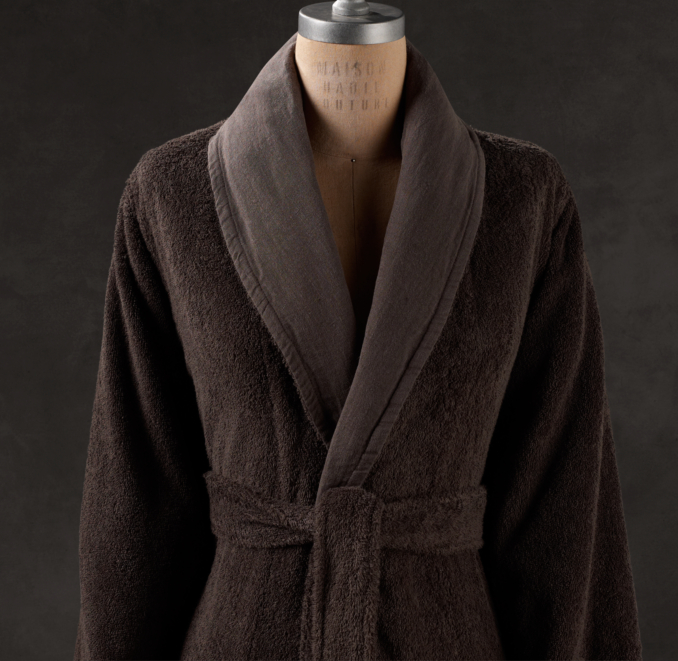 LinenBordered Turkish Cotton Robe