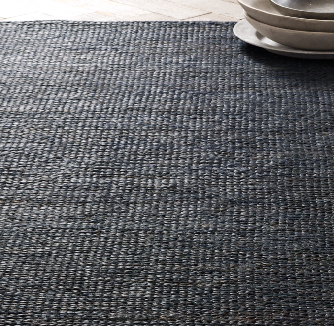Hand-Braided Jute Rug - Navy