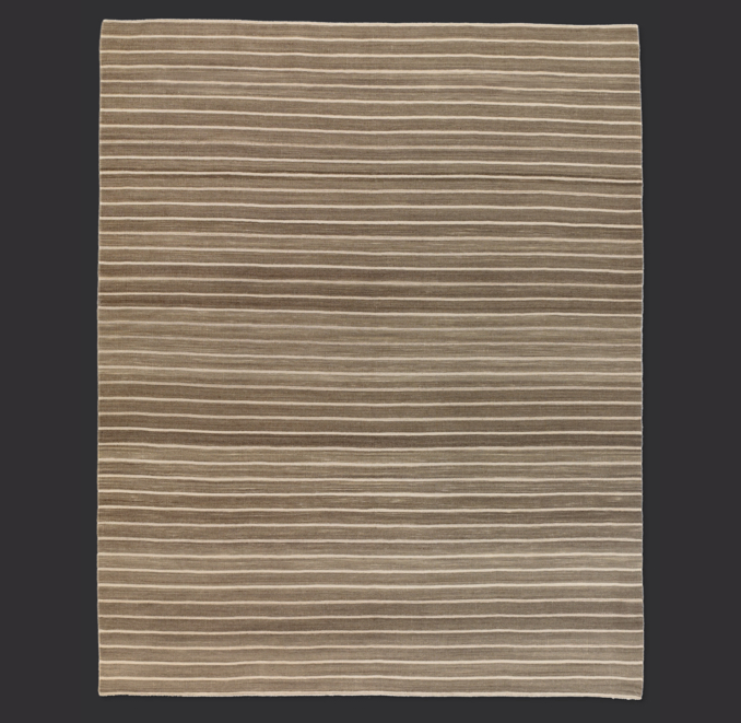 Flatweave Pinstripe Wool Rug Swatch - Grey/Ivory