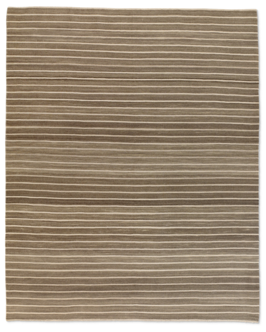 Flatweave Pinstripe Wool Rug - Grey/Ivory