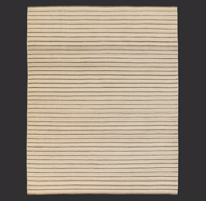 Flatweave Pinstripe Wool Rug Swatch - Ivory/Grey