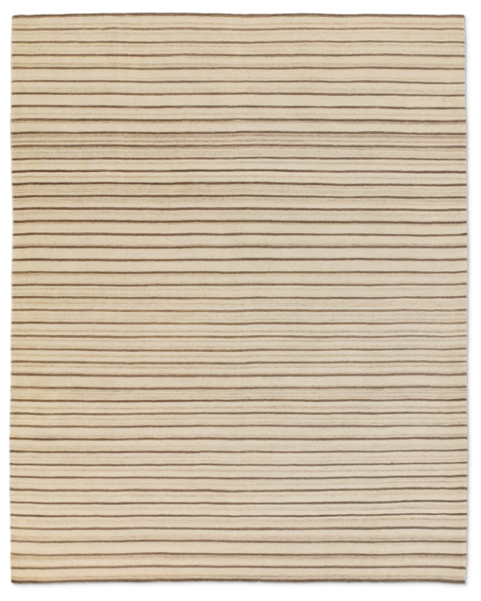 Flatweave Pinstripe Wool Rug - Ivory/Grey