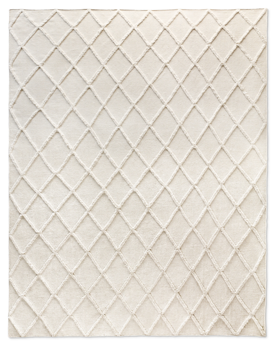 Diamante Flatweave Linen Rug - Cream/Cream
