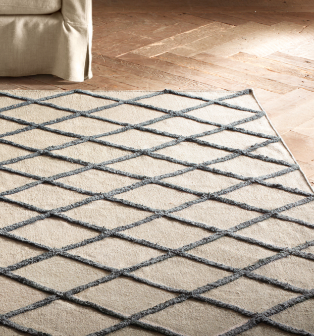 Diamante Flatweave Linen Rug - Natural/Aubergine
