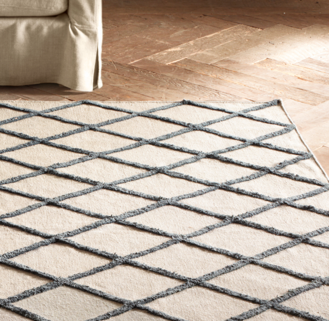 Diamante Flatweave Linen Rug - Natural/Aubergine