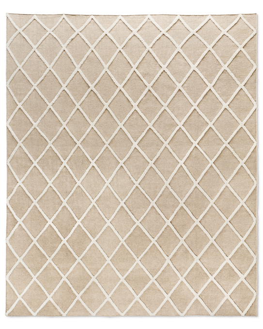 Diamante Flatweave Linen Rug - Natural/Light Grey