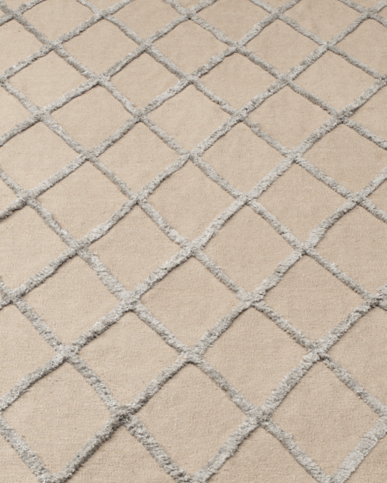 Diamante Flatweave Linen Rug - Natural/Light Grey
