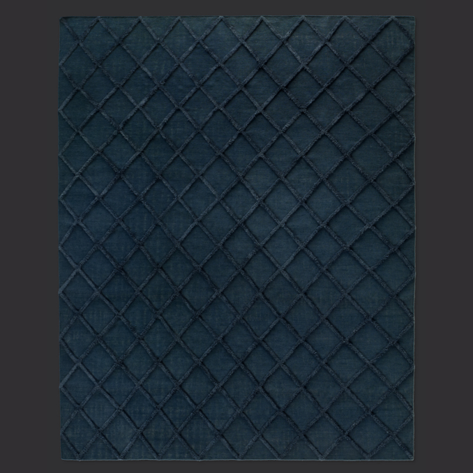 Diamante Flatweave Linen Rug Swatch - Navy/Navy