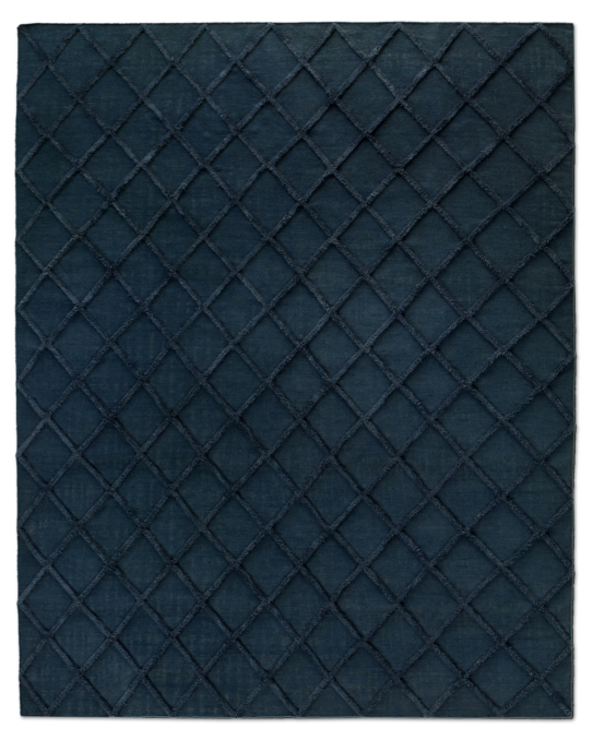 Diamante Flatweave Linen Rug - Navy/Navy