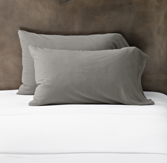 Vintage-Washed Jersey Bedding Pillowcases (Set of 2)