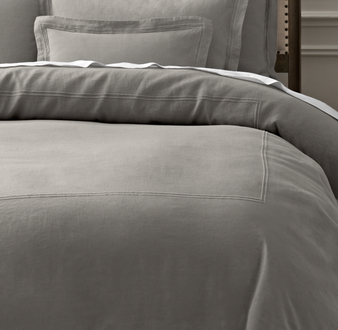 Stonewashed Belgian Linen Satin-Stitch Duvet Cover