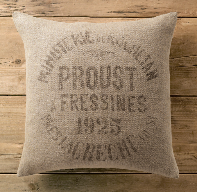 Vintage French Grain-Sack Linen Minuterie Pillow Cover