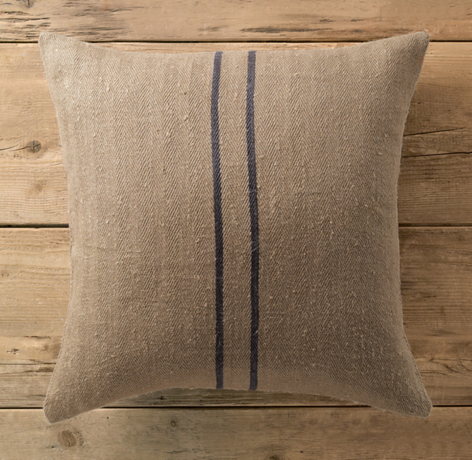 Vintage Stripe Flour-Sack Linen Pillow Cover