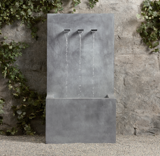 Weathered Zinc Wall Fountain 3-Spout