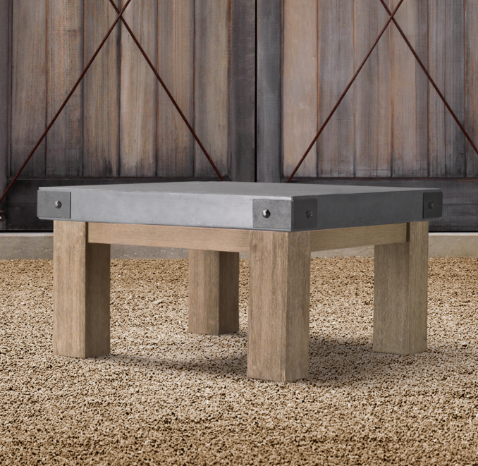 Concrete & Teak Side Table