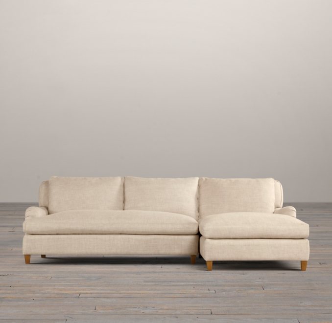 Belgian Classic Roll Arm Upholstered Right-Arm Sofa Chaise Sectional