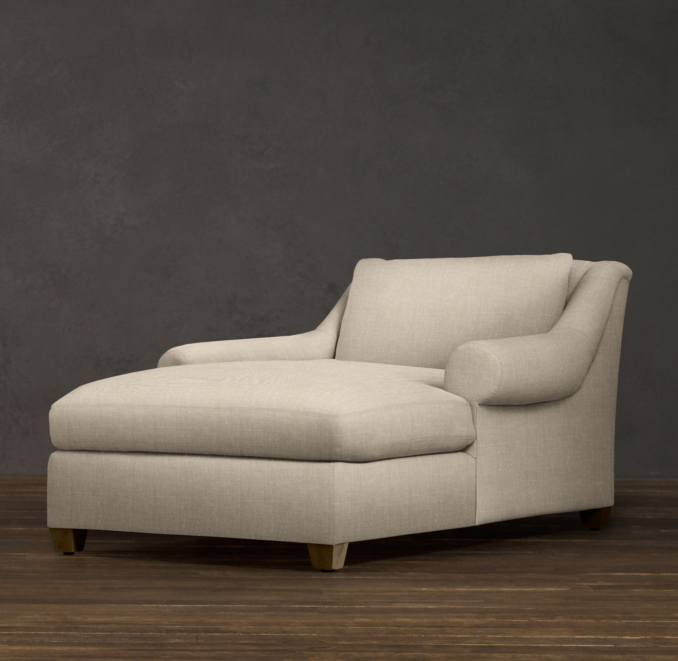 Belgian Roll Arm Upholstered Chaise