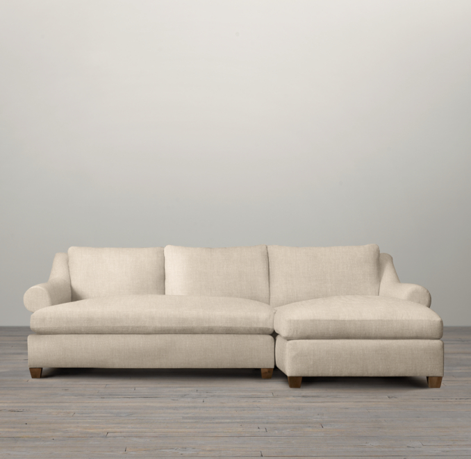 Belgian Roll Arm Upholstered Sofa Chaise Sectionals