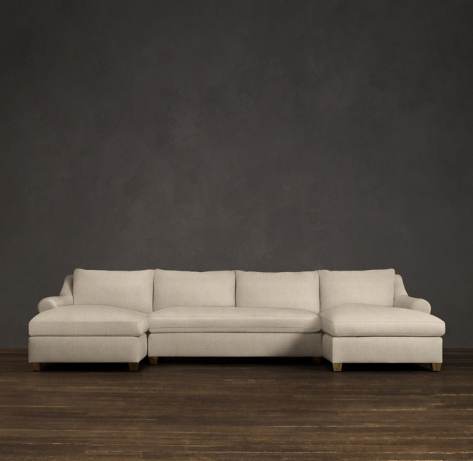 Belgian Roll Arm Upholstered U-Chaise Sectional