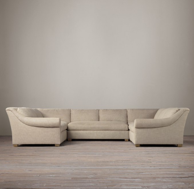 Belgian Roll Arm Upholstered U-Sofa Sectional