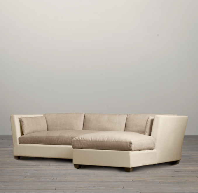 Belgian Shelter Arm Upholstered Right-Arm Sofa Chaise Sectional