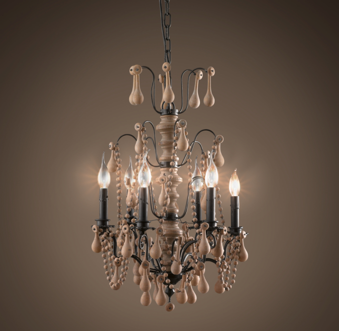 Baroque Wood Crystal Chandelier Small