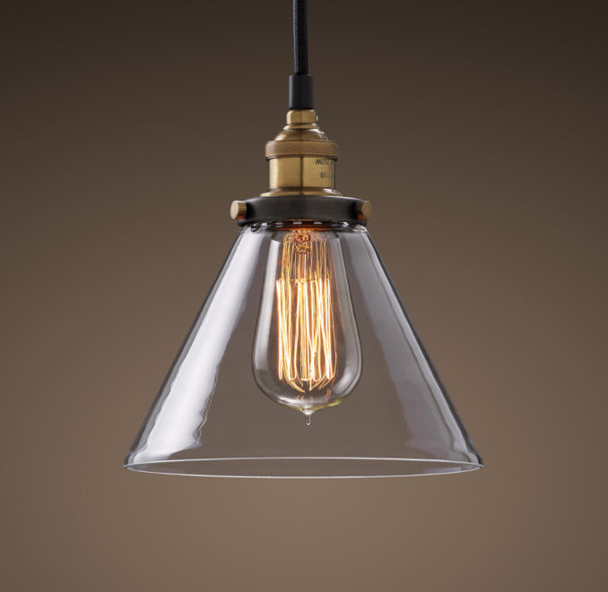 Clear Glass Funnel Filament Pendant