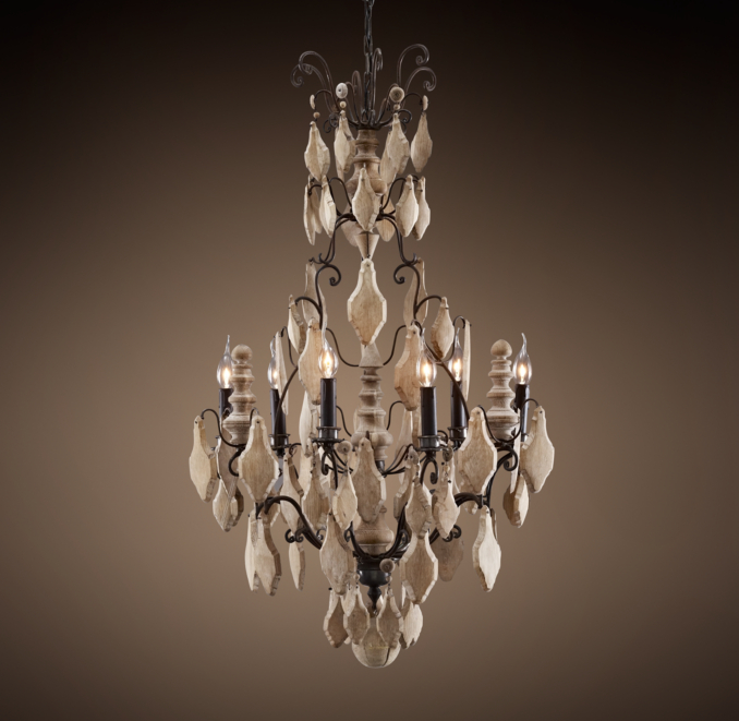 Versailles Wood Teardrop Chandelier Small