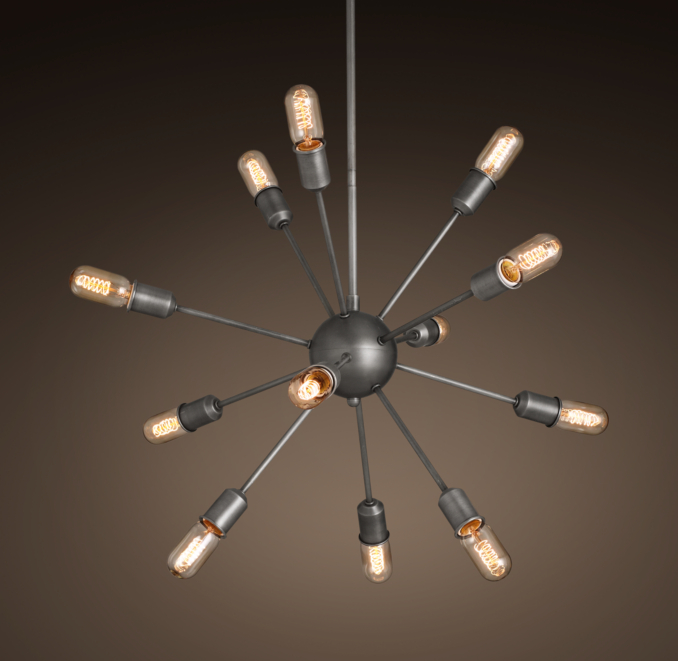 Sputnik Filament Chandelier Aged Steel Medium