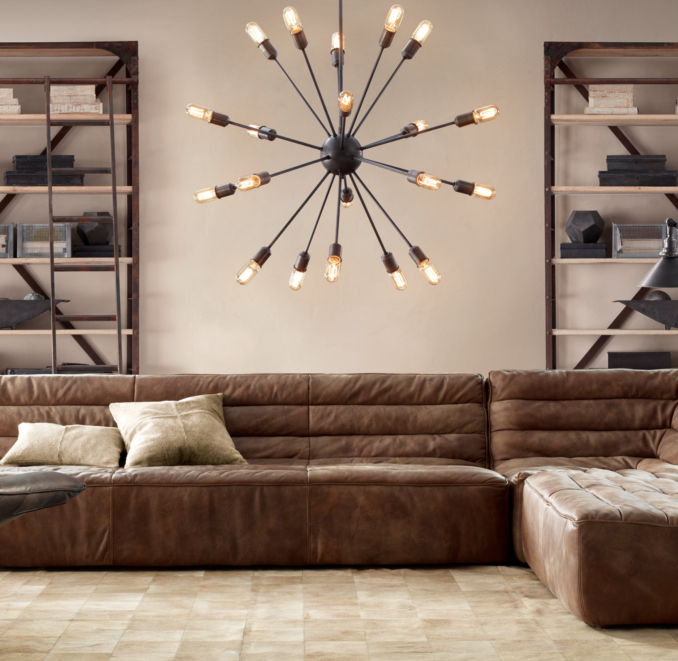 Sputnik Filament Chandelier Aged Steel Medium