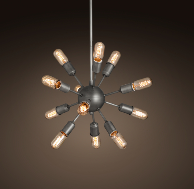 Sputnik Filament Chandelier Aged Steel Small