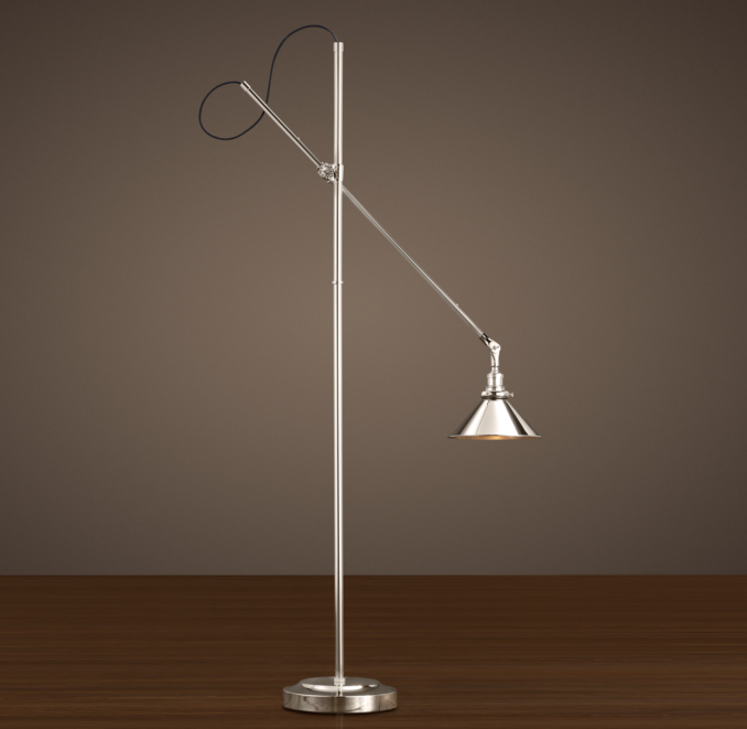 1900S Machinist Floor Lamp Polished Nickel