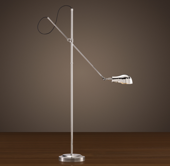 1900s Pharmacy Floor Lamp Polished Nickel