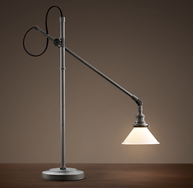1900S Machinist Milk Glass Task Table Lamp