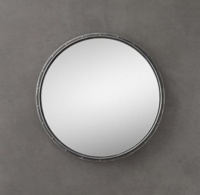 Antiqued Riveted Mirror Round