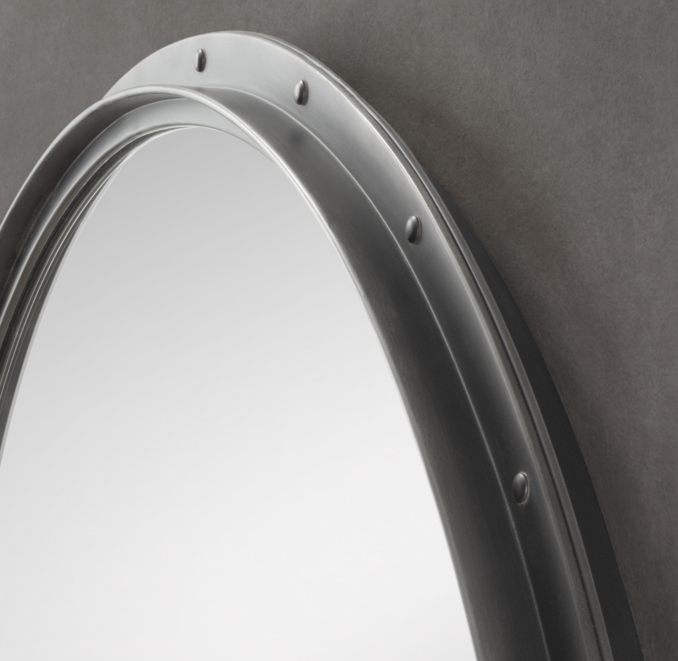 Antiqued Riveted Mirror Round