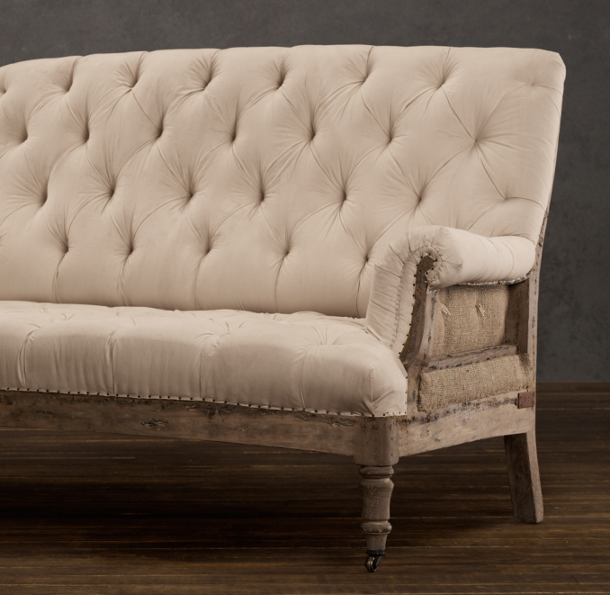 Deconstructed French Victorian Settee Antiqued Cotton