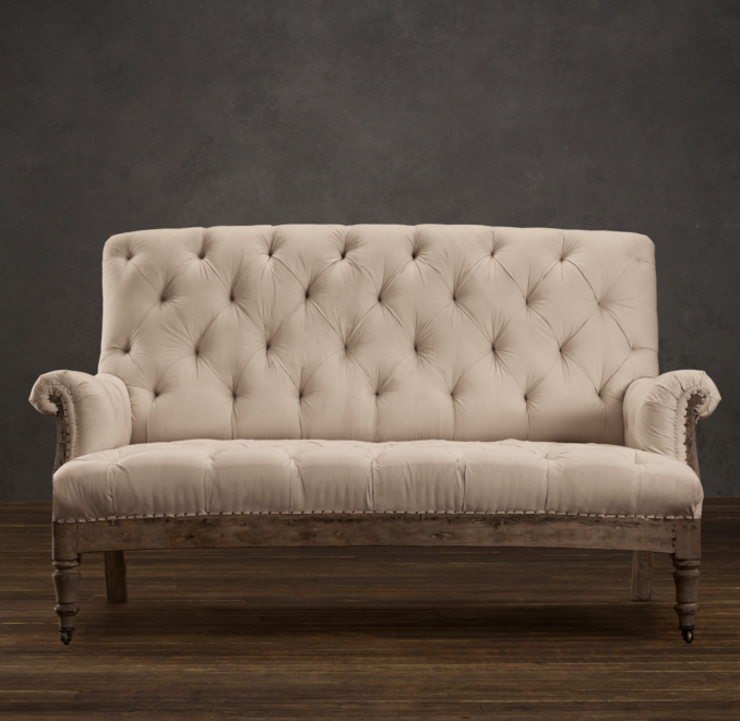 Deconstructed French Victorian Settee Antiqued Cotton