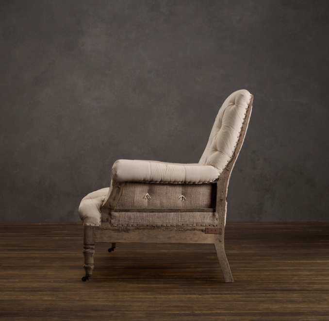Deconstructed French Victorian Settee Antiqued Cotton