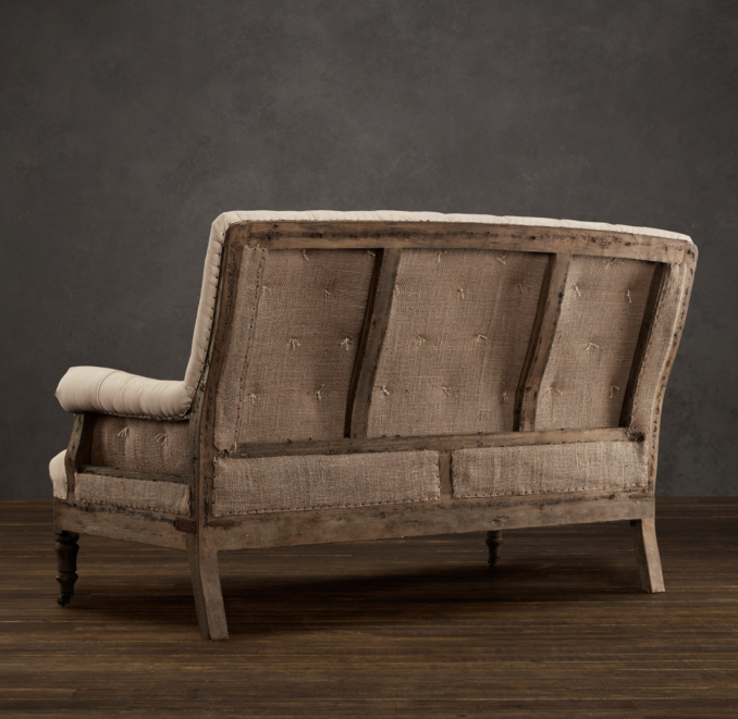Deconstructed French Victorian Settee Antiqued Cotton