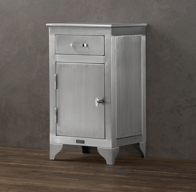 1930s Laboratory Stainless Steel Storage Cabinet Short