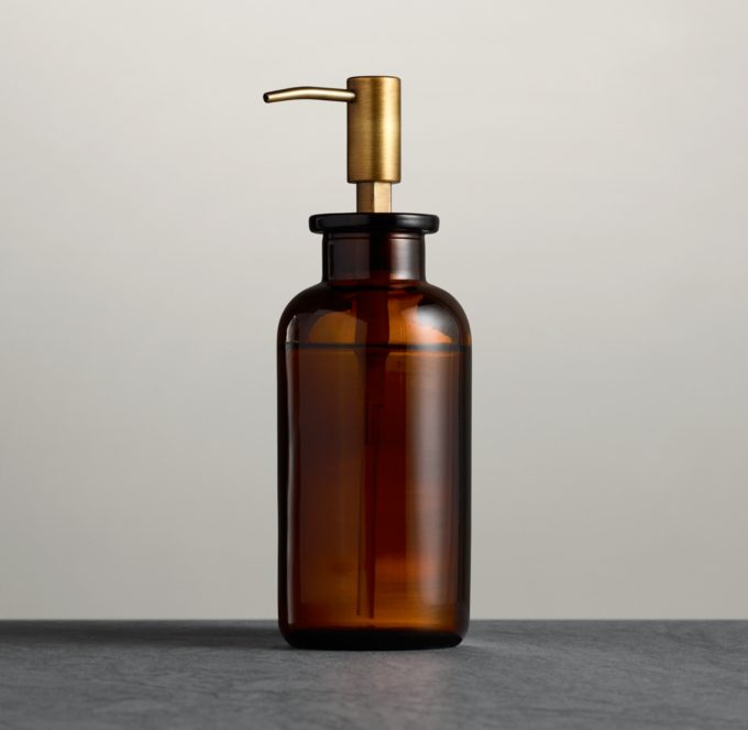 Pharmacy Amber Glass Soap Dispenser